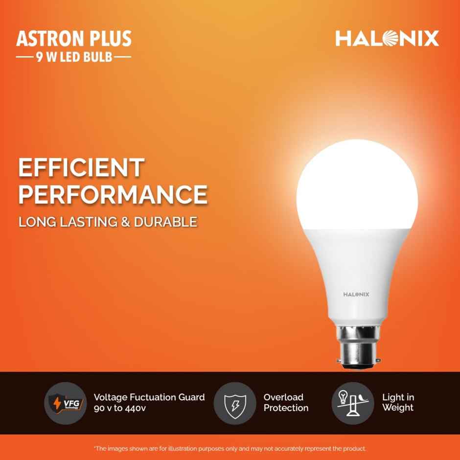 Halonix 9W White Led Bulb | B22 Base Holder