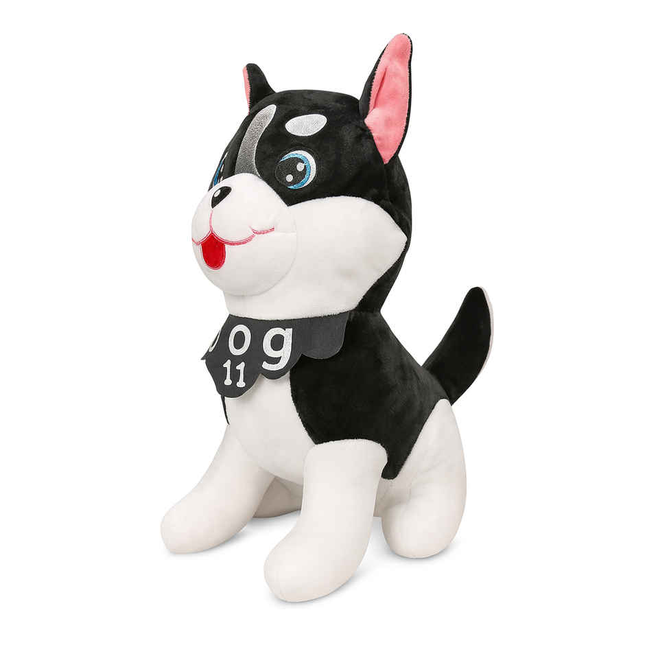 Spanker Husky Dog Soft Toy Cute Puppy Plush for Kids | Black & White - 29 cm