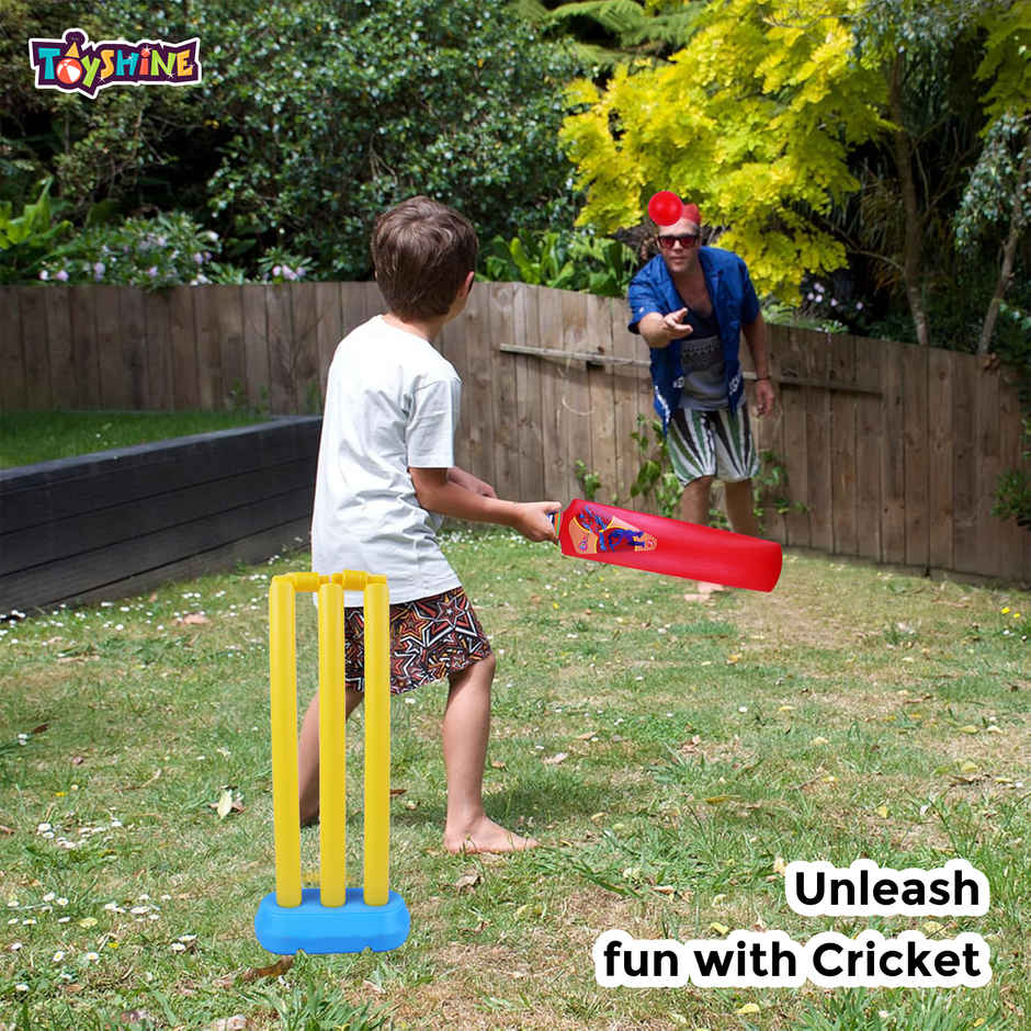 Toyshine Junior Plastic Cricket Set with Bat Size 2, Stump & Ball for Kids 2-4 Years - Assorted