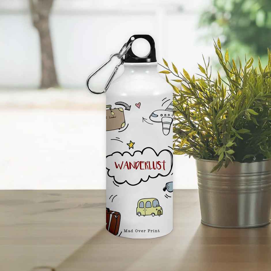 Mad Over Print Aluminium Wanderlust Sipper | White - 750 ml