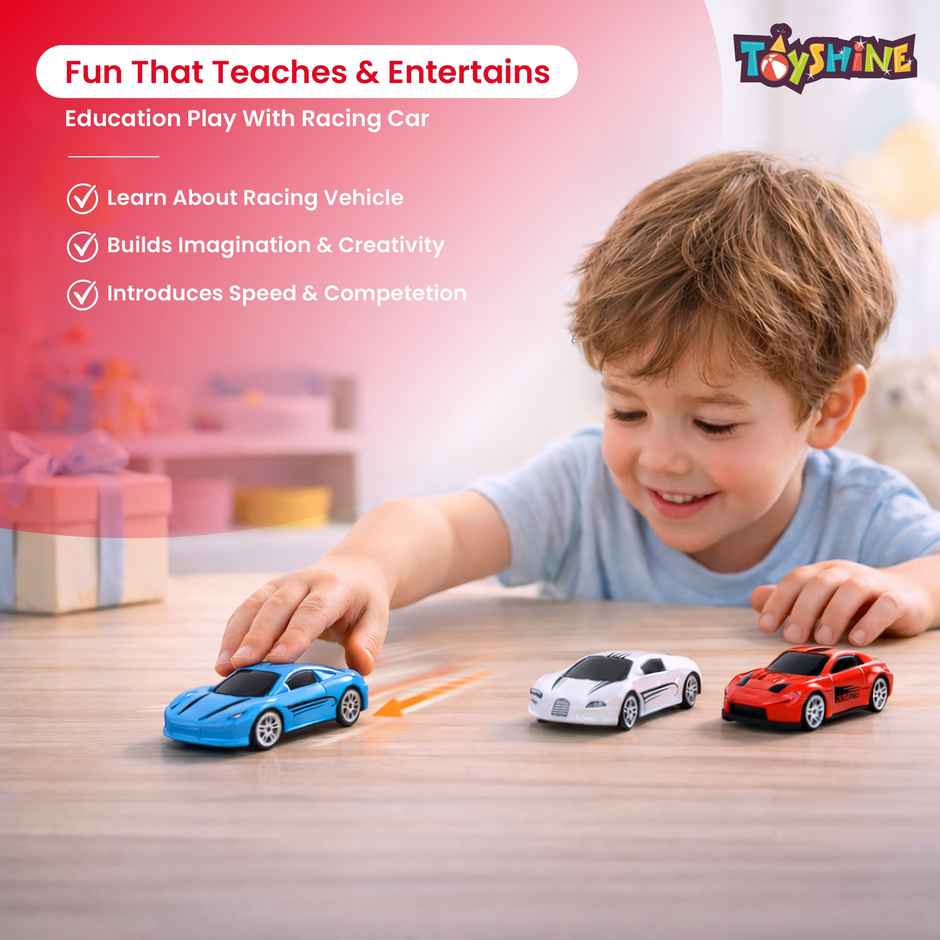 Toyshine Pack Of 3 Free Wheel Speed Racing 1:64 Scale Die Cast Kids Collectable Vehicle Toy
