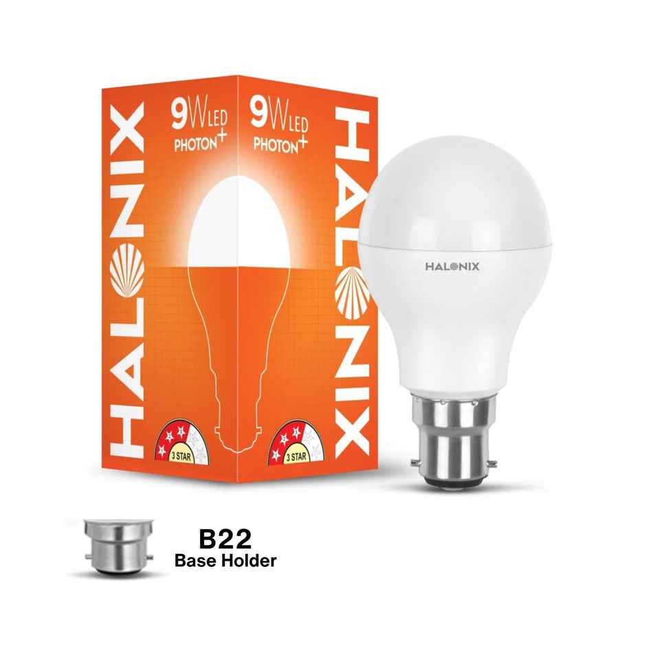 Halonix 9W White Led Bulb | B22 Base Holder