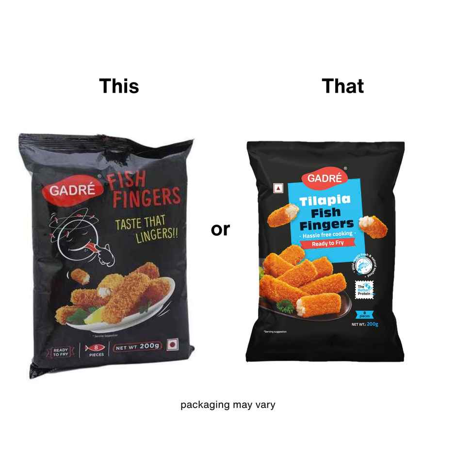 Gadre Tilapia Fish Fingers | No Added Preservatives | Frozen Seafood | Ready to Fry Non Veg Snack