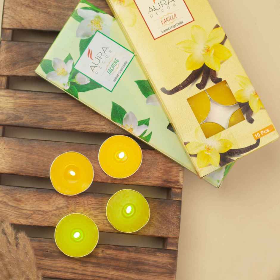 Scented Tea Light Candles | Jasmine & Vanilla | 20 Pcs | Auradecor