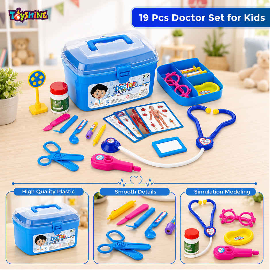 Toyshine Doctor Set For Kids With Stethoscope | 19 Pcs Set | Pretend Play For Toddlers, Boys Girls