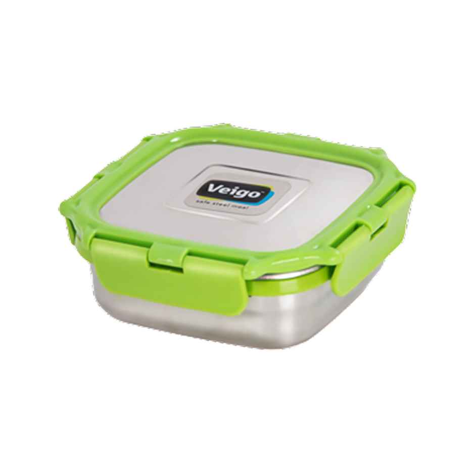 Veigo Medium Stainless Steel Leakproof Snack+Tiffin Box (330 ml) Office,Home,School - Green