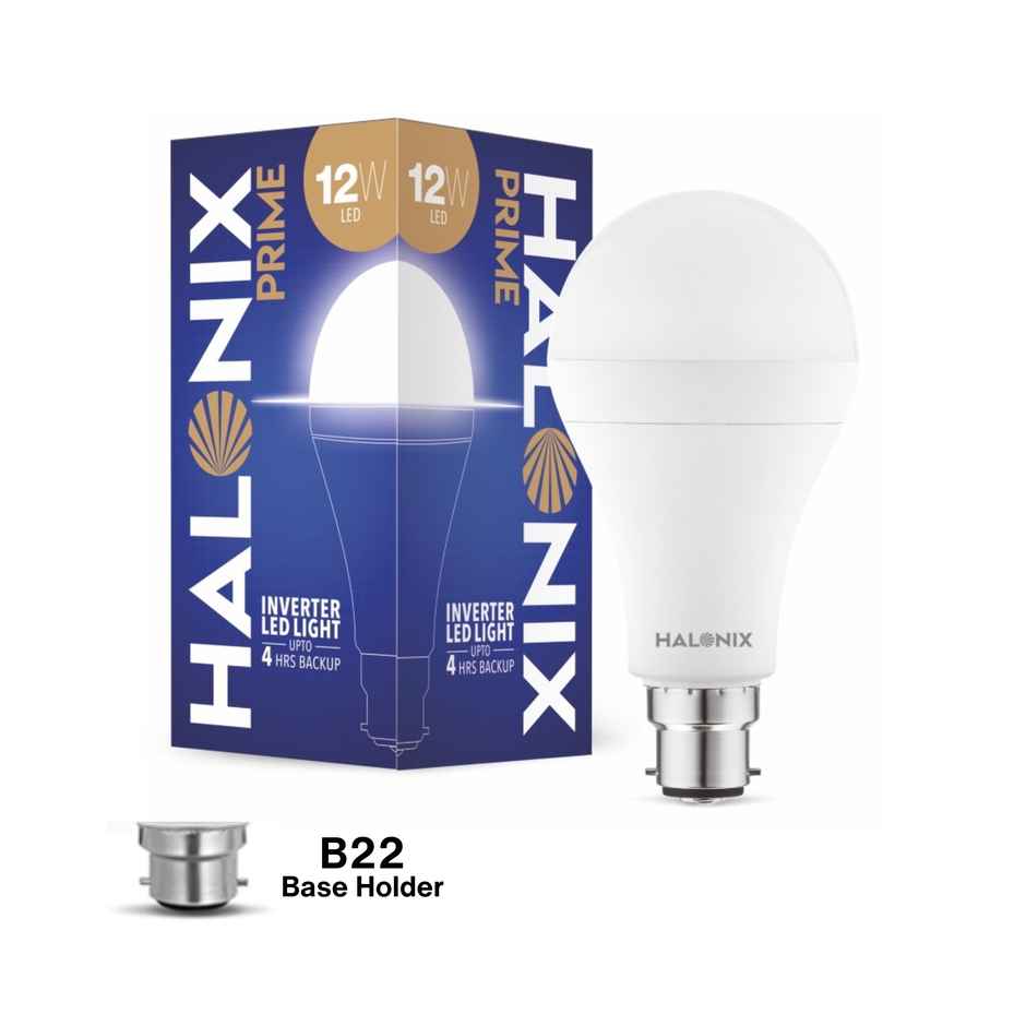Halonix Prime 12W B22D Rechargebale Emergency Light Inverter Bulb (Pack Of 1, White)
