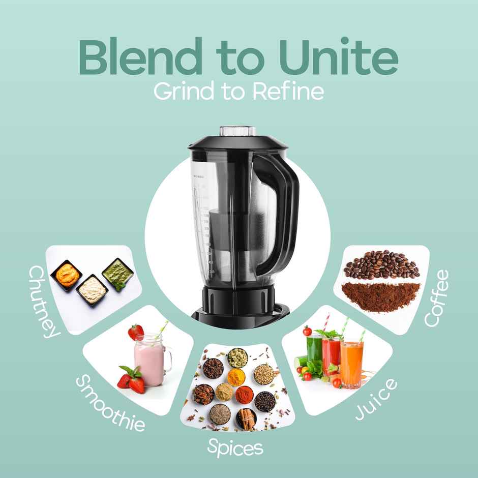 Longway Orion Juicer Mixer Grinder | 900 Watt | 4 Jars for Grinding, , Mixing, Juicing with Powerful Motor - Black