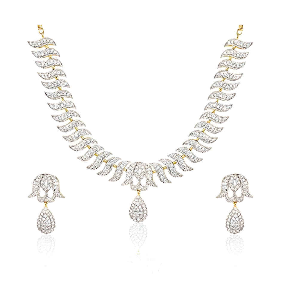 Youbella Jewellery American Diamond Necklace/Jewellery Set With Earrings For Women(Ybnk - 3081 - Fon)