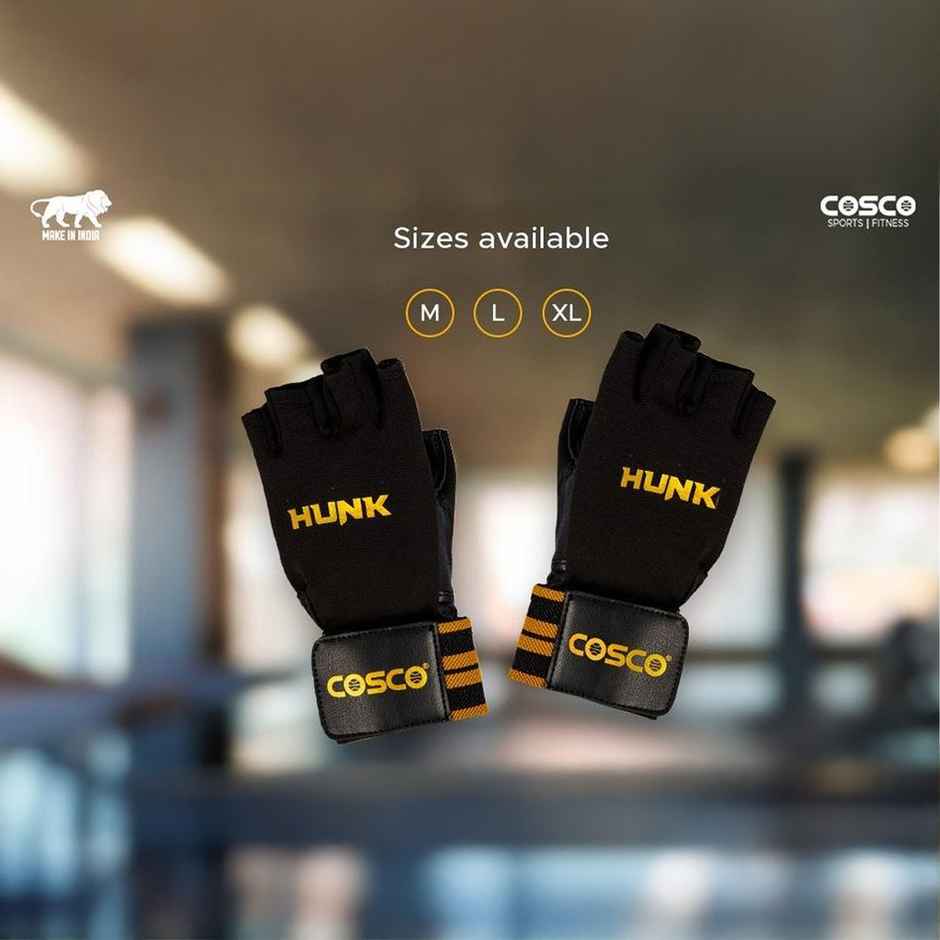 Cosco Gym Gloves - Hunk Large, 2 Pieces Made in India