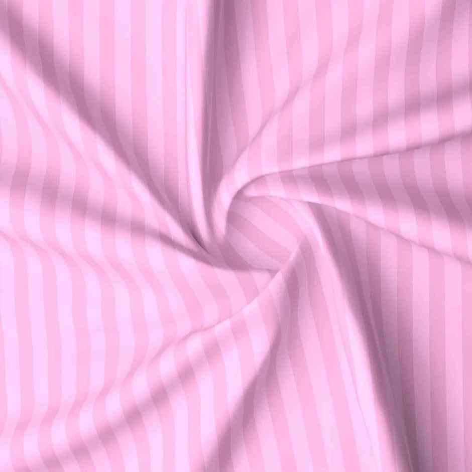 Homeharmony Lining Double Striped Bedsheet | With 2 Pillow Covers | Baby Pink | 108 x 108 in
