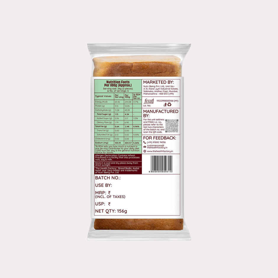 The Health Factory Garlic Bread | Zero Maida | Whole Wheat Bread