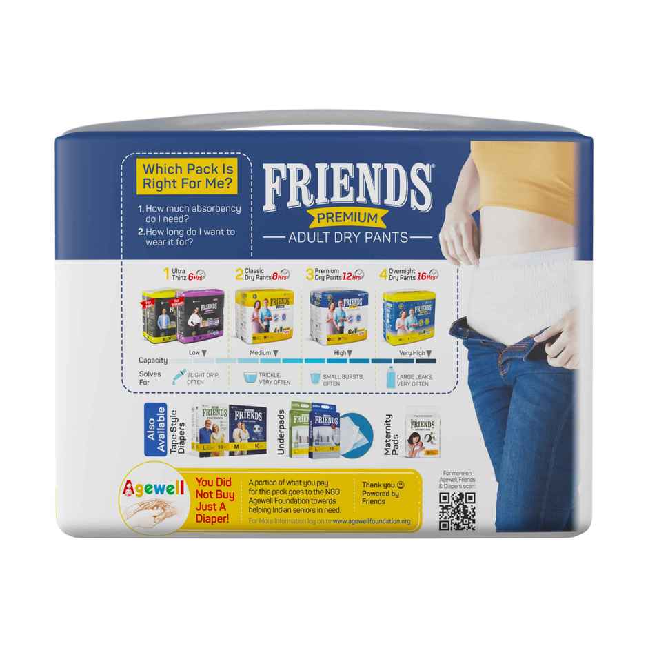 Friends Premium Adult Diaper (Pants, XL , 90-166 cm)