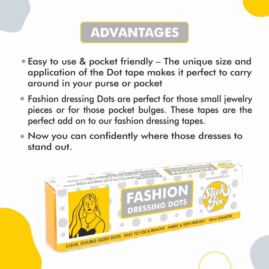 Slickfix Dot Accessory Tape Double Sided Round Fashion Tape For Clothes Body Tape For Women & Men (Pack Of 18)