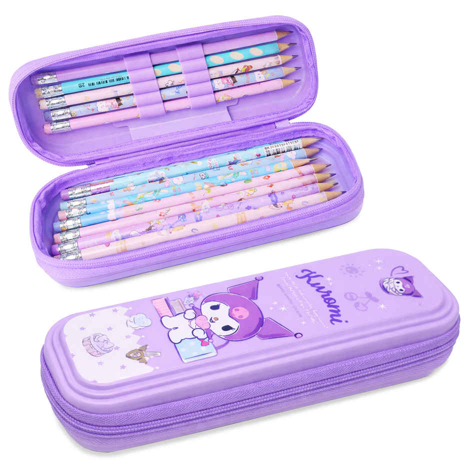 Toyshine Magic World EVA Hardtop Pencil Pouch Double Compartment | Purple