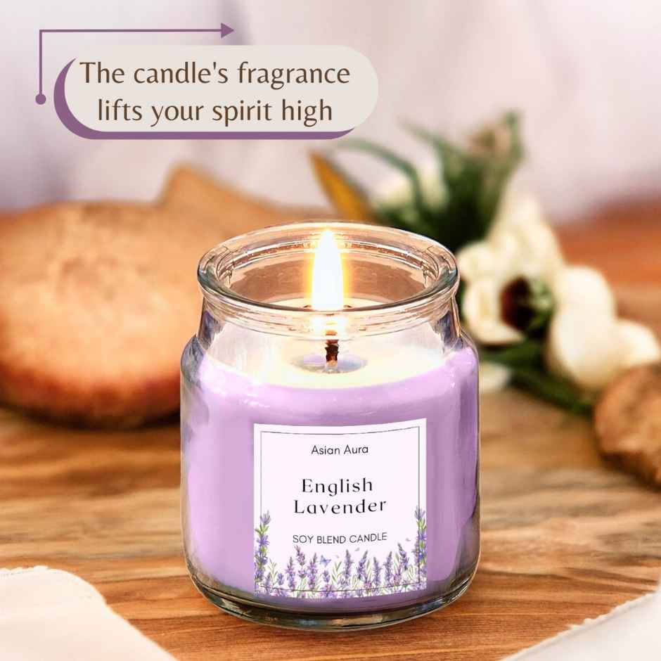 Scented Jar Candle | English Lavender | Fragranced 70G Wax | Asian Aura