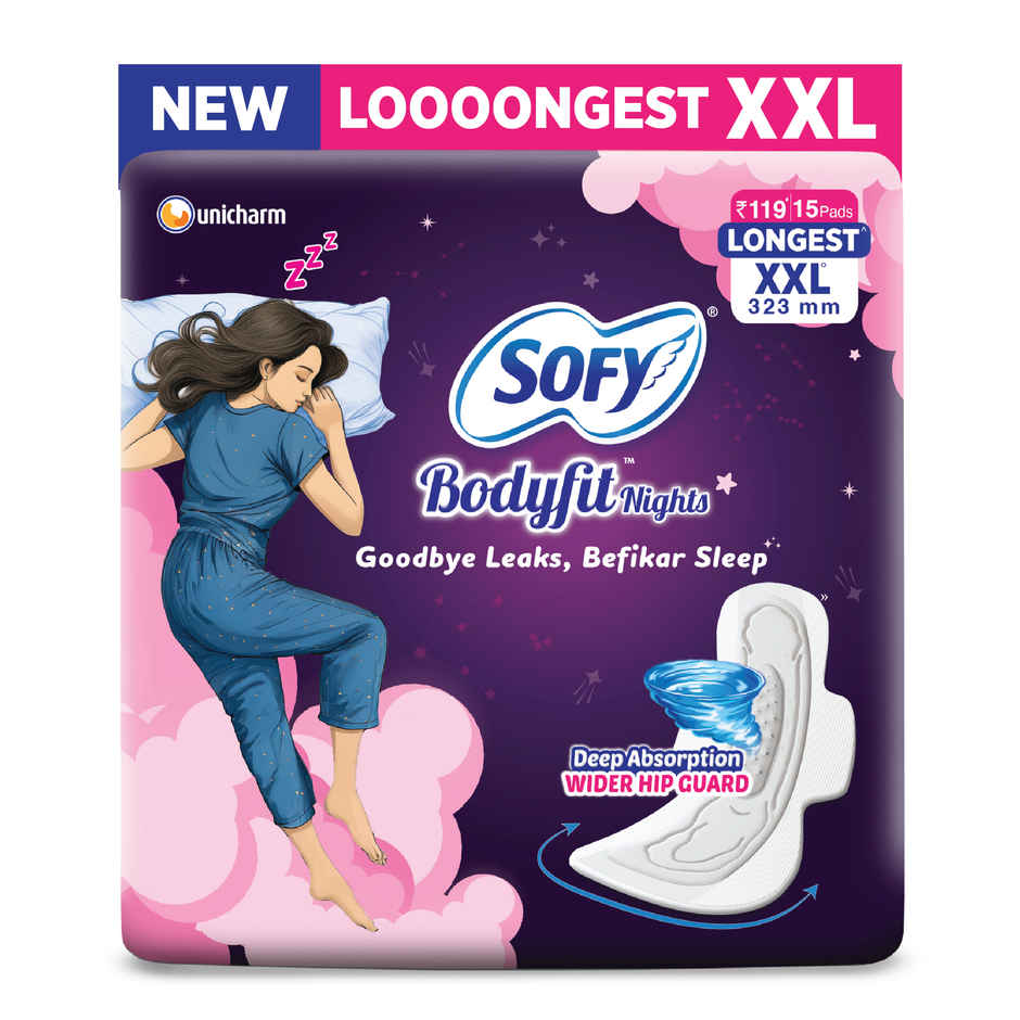 Sofy Women Bodyfit Night Longest Sanitary Pads | 2XL - 15 pcs