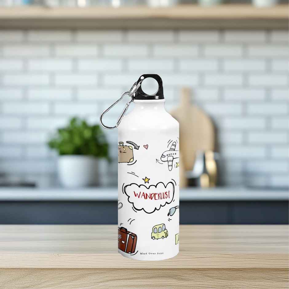 Mad Over Print Aluminium Wanderlust Sipper | White - 750 ml