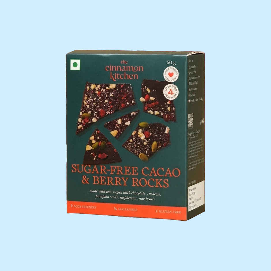 The Cinnamon Kitchen Sugar-Free Cacao & Berry Rocks Dark Chocolate