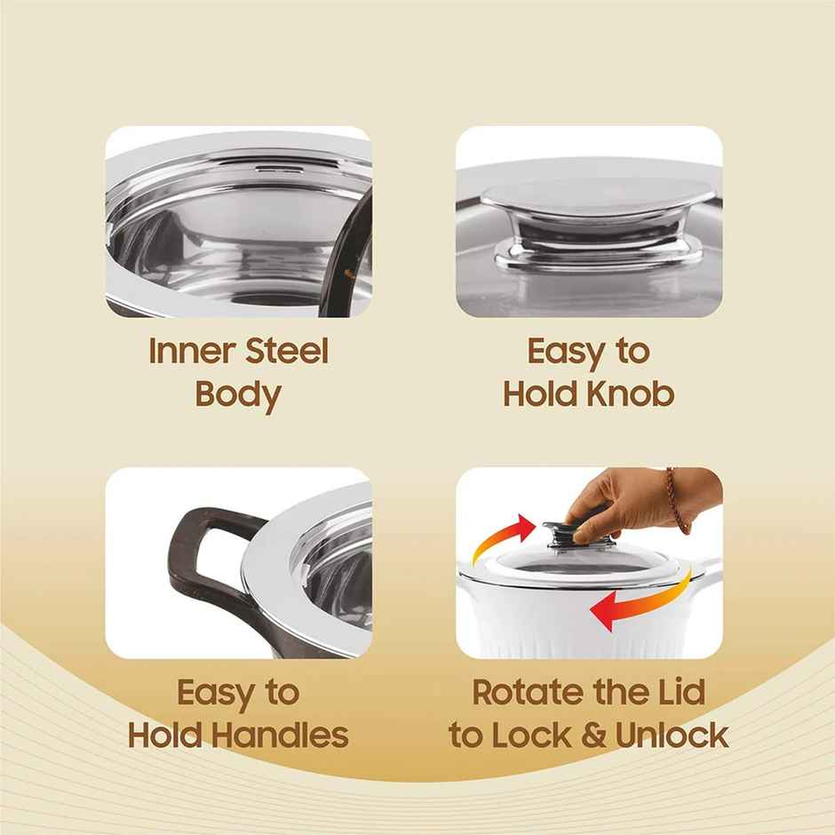 SignoraWare Master Lock Foodgrade Plastic Casserole | 1.5 Ltr | Brown