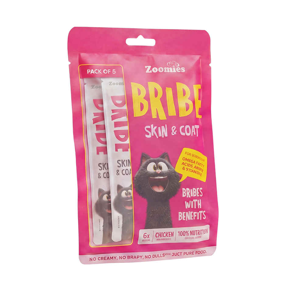 Zoomies BRIBE Cat Treats - 0% Junk, 100% Real Meat |Skin and Coat Care