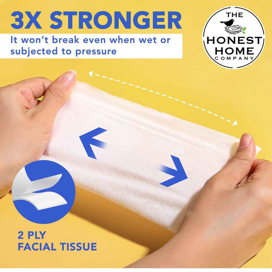 The Honest Home Company Face Tissue 100 Pulls | 2 Ply rating (Pack of 3)