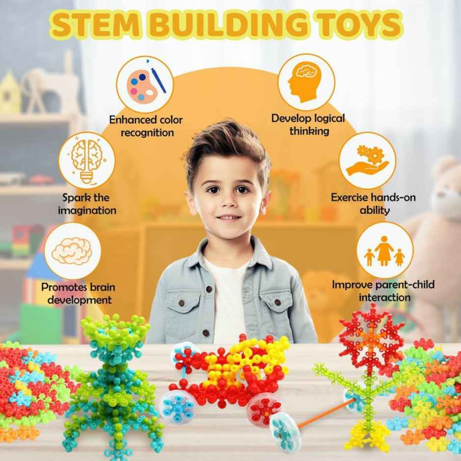 Fablue Snowflake Building Blocks Toy for Kids - Educational Learning Game Puzzle Toy for Kids