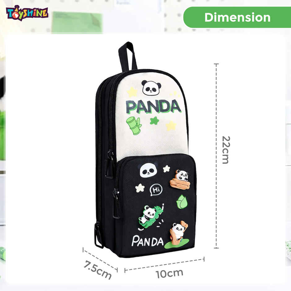 Toyshine Panda EVA Hardtop Pencil Pouch Large Capacity | Black