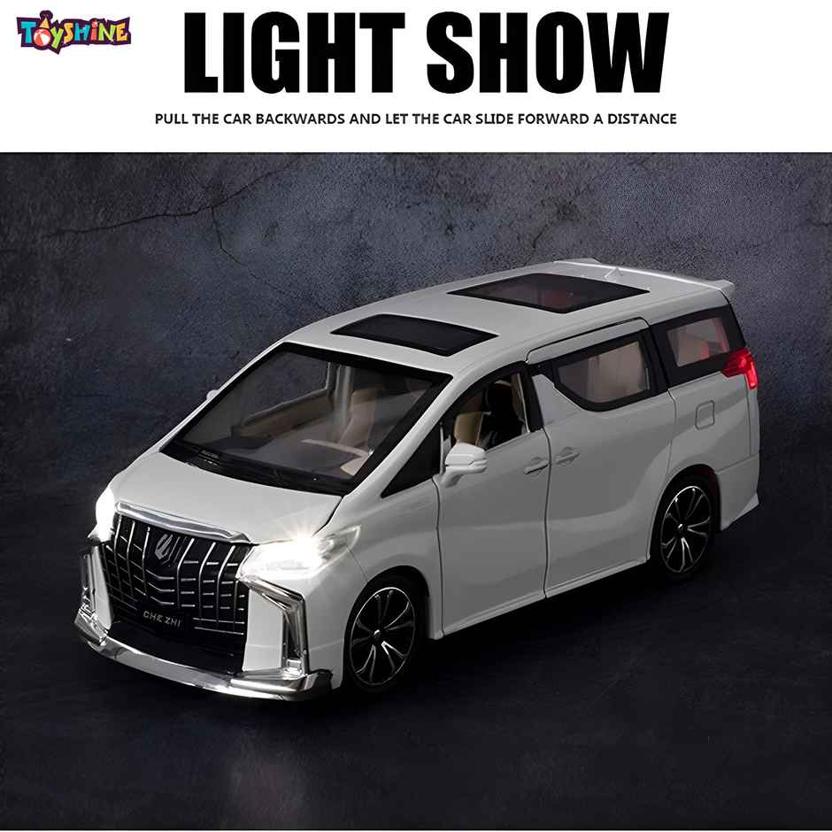 Toyshine 1:24 Die Cast Deluxe Vehicle with Music, Lights & Pull Back Function for Kids 3+ (White)