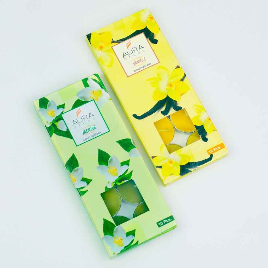 Scented Tea Light Candles | Jasmine & Vanilla | 20 Pcs | Auradecor