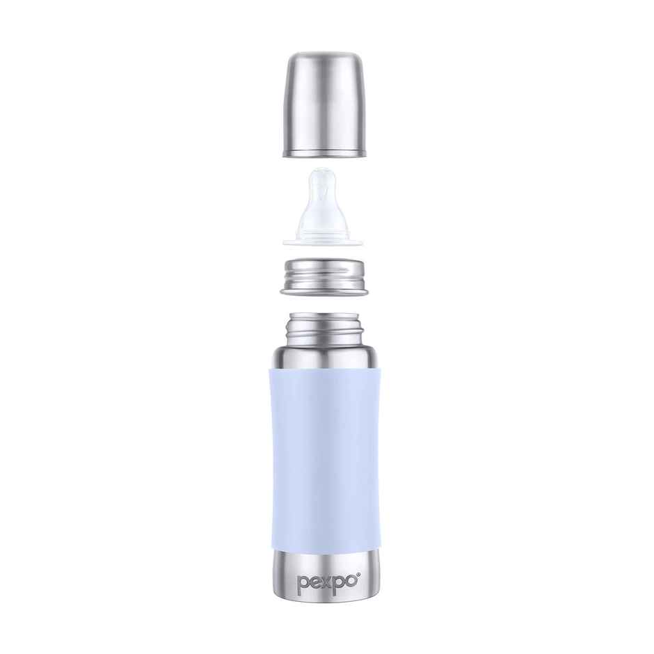 Pexpo Jack & Jill Stainless Steel Baby Feeding Bottle Leak Proof | Blue - 250 ml