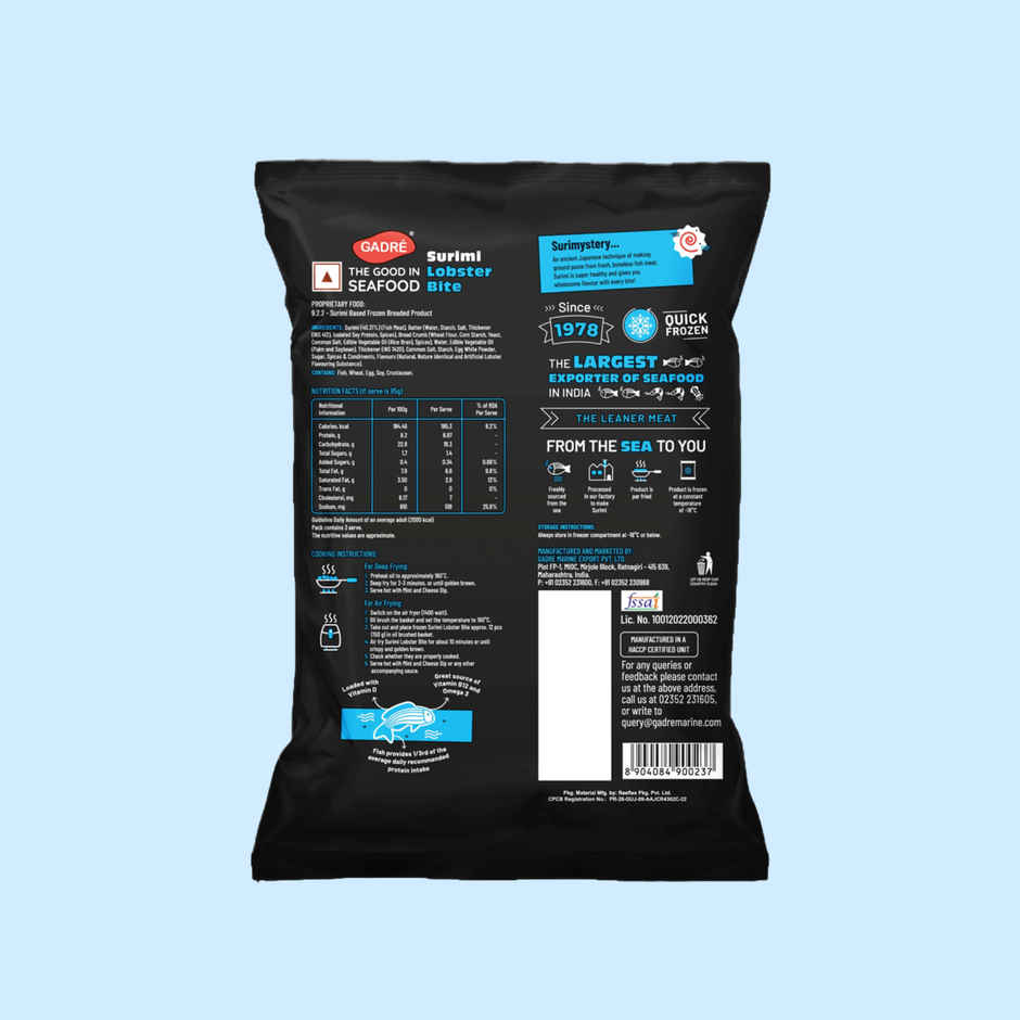 Gadre Surimi Lobster Bite | No Added Preservatives | Frozen Seafood | Ready To Fry Non Veg Snack