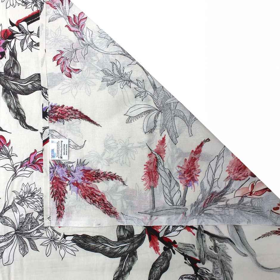 Bombay Dyeing Ivyrose 110 Tc 100% Cotton Red Bedsheet With 2 Pillow Covers - Black Queen