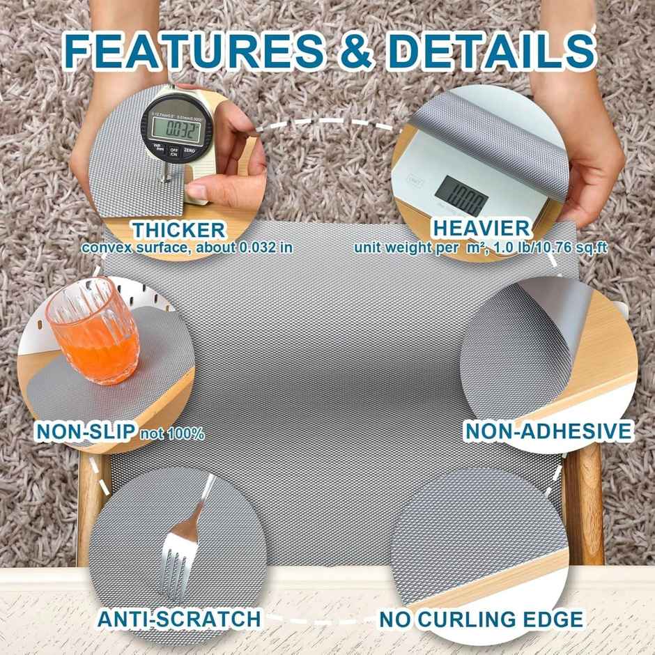 Kuber Industries Diamond Textured Anti Slip Shelf Mat Liner Roll For Kitchen | Drawer (Grey)