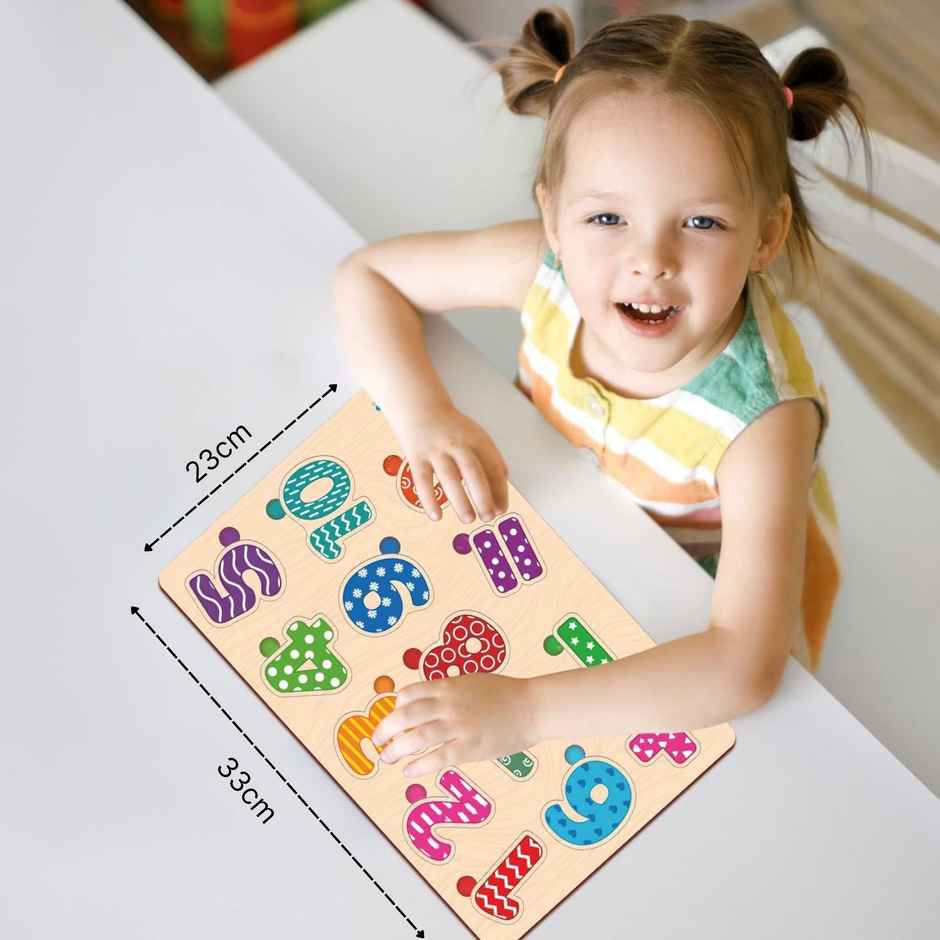 Webby Wooden Colorful Alphabets, Counting Numbers and Shapes Puzzle for Preschool Kids - Set of 6
