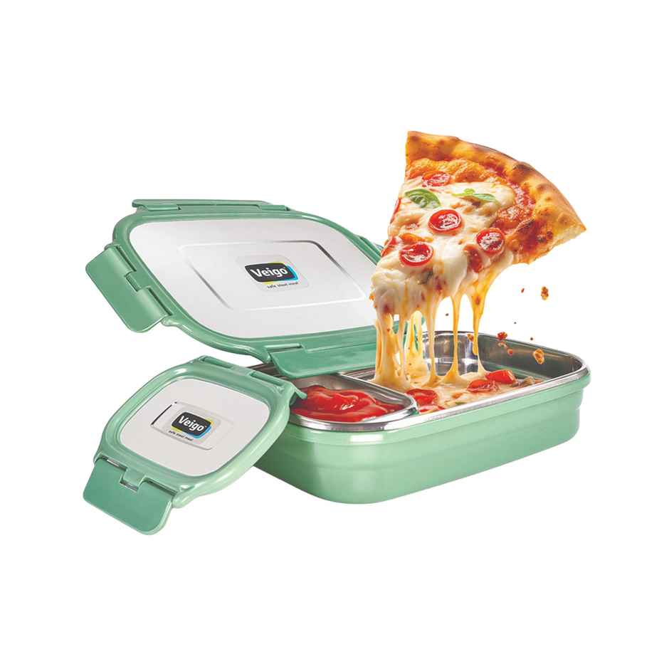 Veigo Jumbo Fun - Stainless Steel Leak Proof Insulated Tiffin W/Veg Box(950+180 ml) Military Green