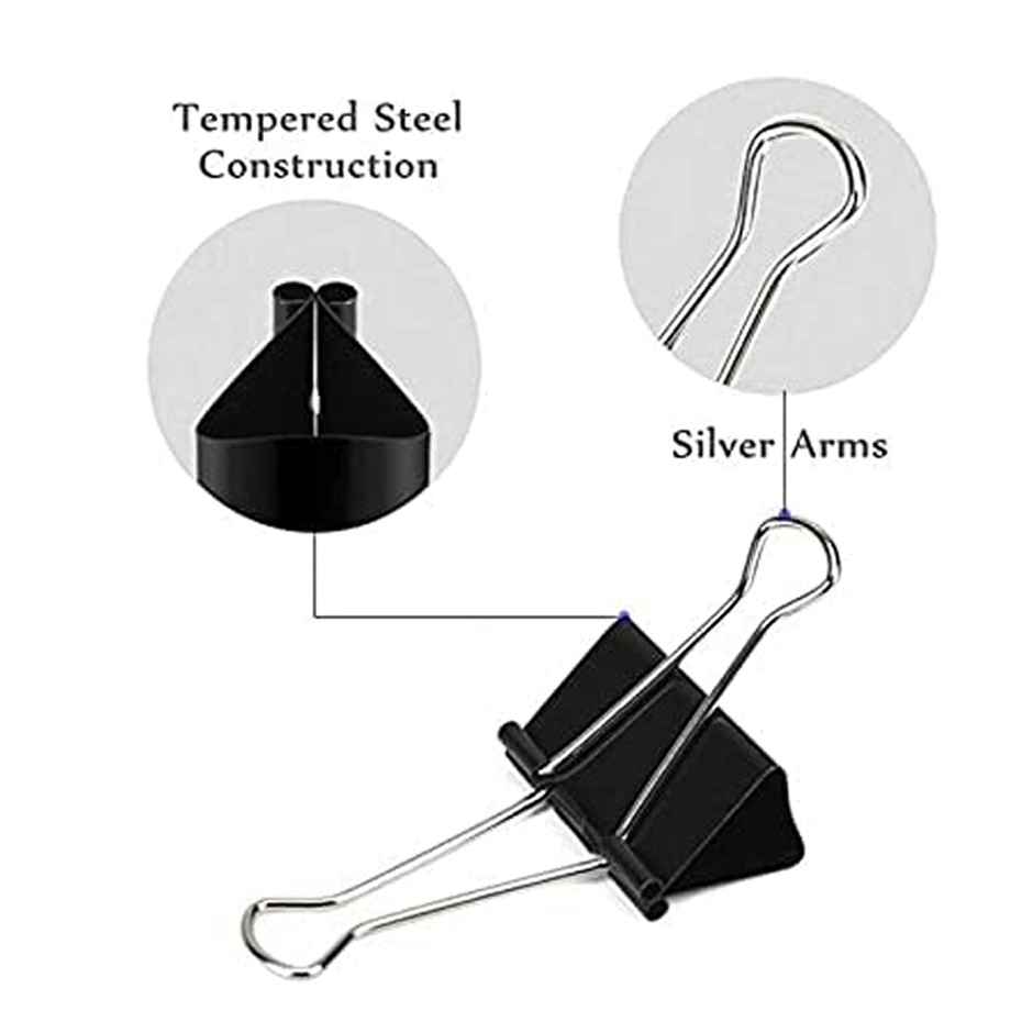 Chrome Black Binder Clip - 19Mm
