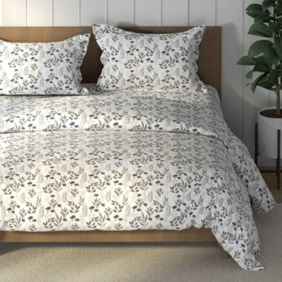 Nautica Super Soft 100% Cotton Fabric Comforter for All Weather | Double Size | Floral | Grey