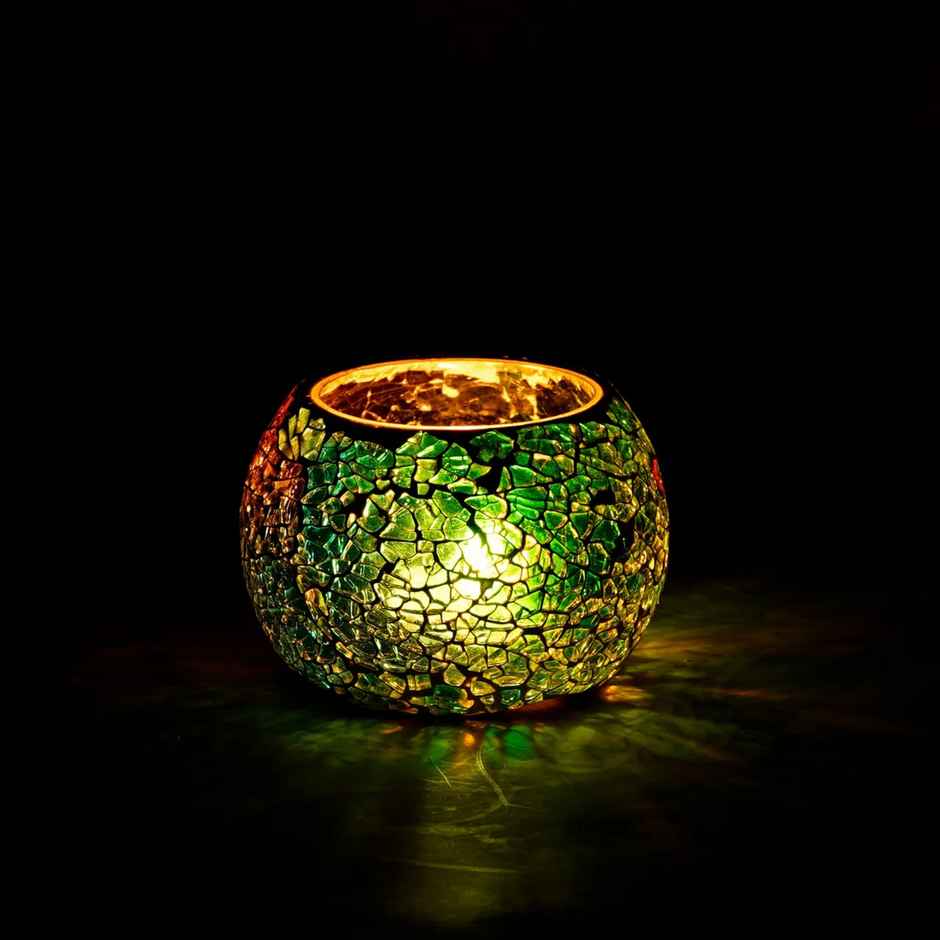 eCraftIndia Mosaic Glass Decorative Tea Light Holder/Diya