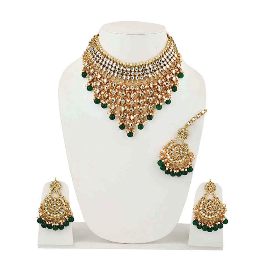 Shining Diva Fashion Latest Stylish Choker Traditional Pearl Kundan Necklace Set for Women | 12270s