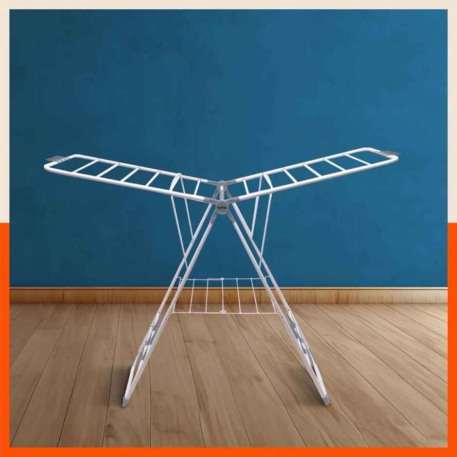 Bathla Foldable Cloth Drying Stand for Home - Neo | Steel | Heavy Duty, Lightweight | Grey