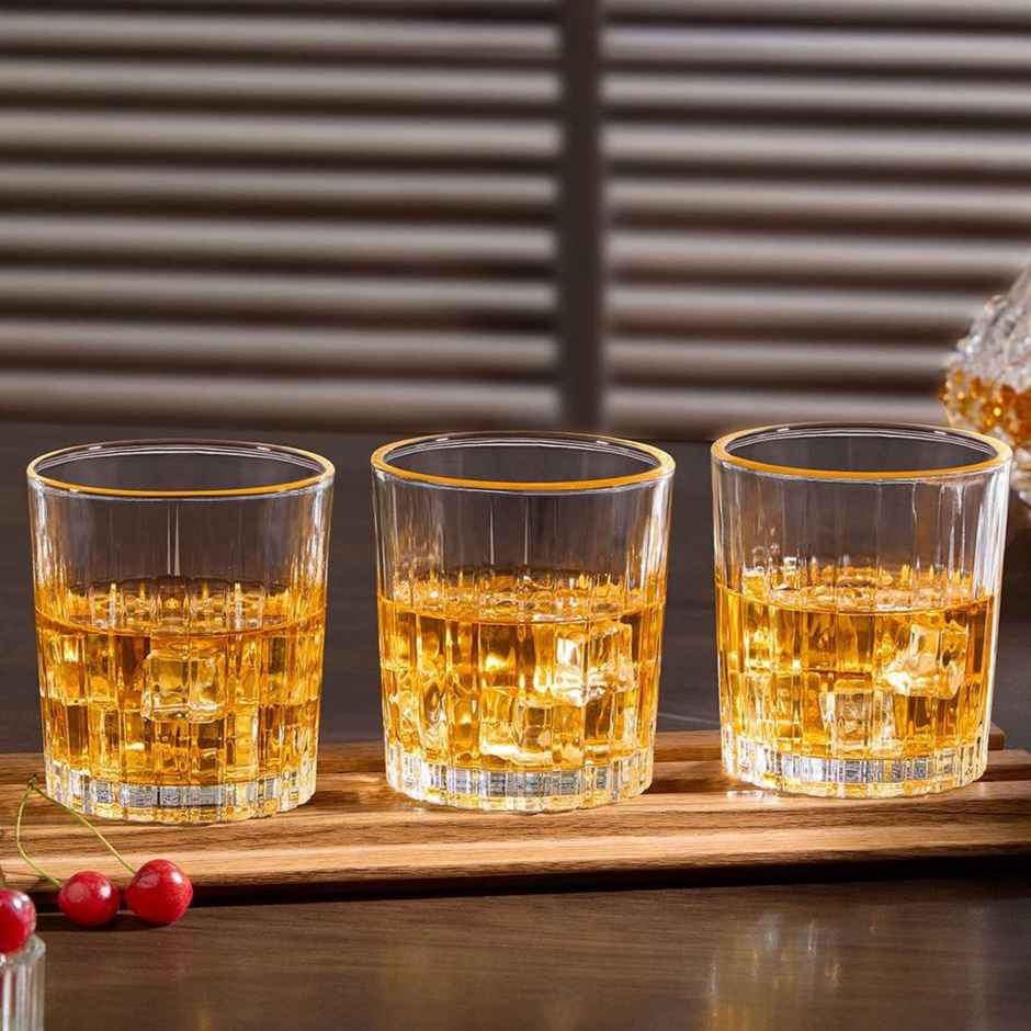 Charm Whiskey Glass Tumbler Set | 300 ml | 6 pcs | Made in India | Borosilicate Glass