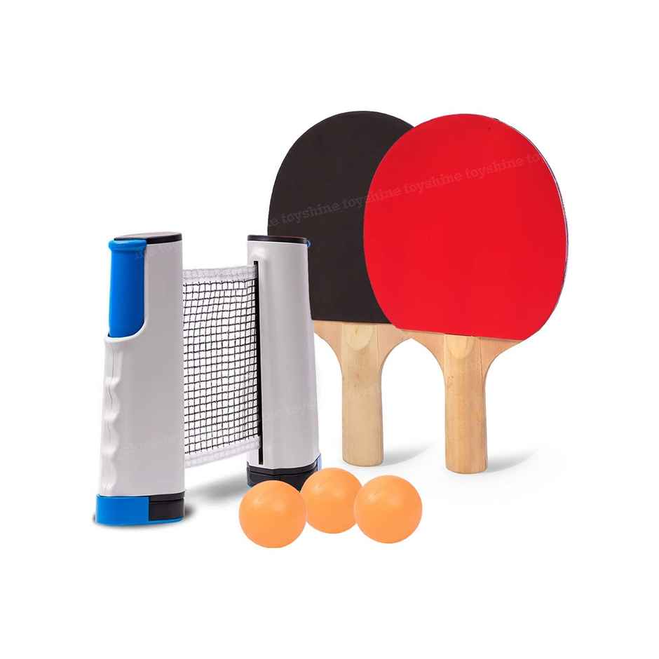 Toyshine Table Tennis Combo - Two Racket With Three Ball And One Adjustable & Foldable Tt Net