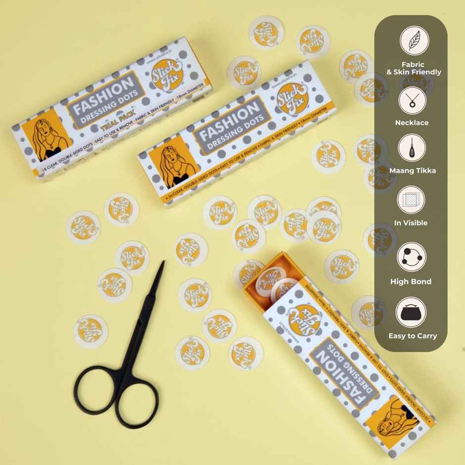 Slickfix Dot Accessory Tape Double Sided Round Fashion Tape For Clothes Body Tape For Women & Men (Pack Of 18)