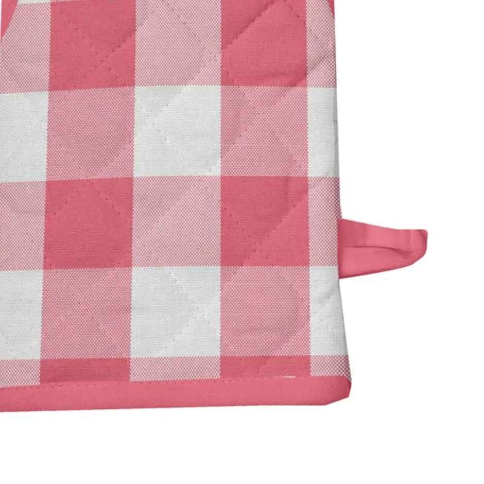 Lushomes Oven Gloves - Pink-White Buffalo Checks | Heat Proof | 6 x 13 inch