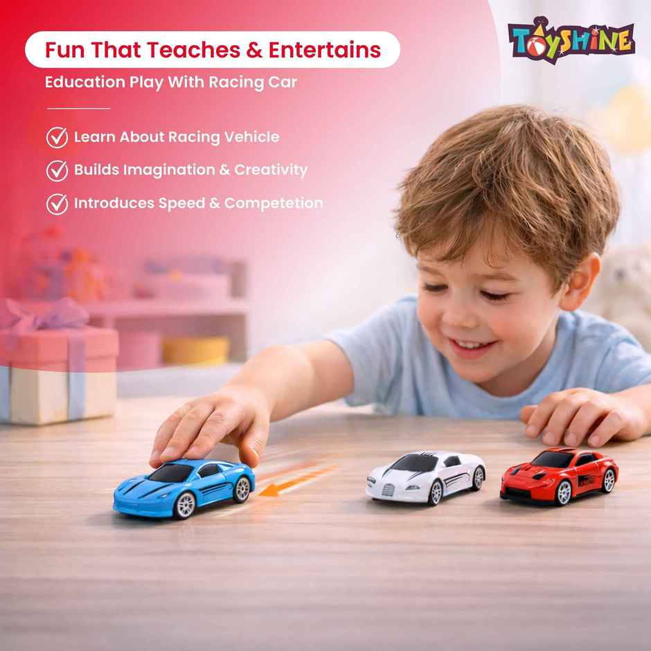 Toyshine Pack Of 3 Free Wheel Speed Racing 1:64 Scale Die Cast Kids Collectable Vehicle Toy