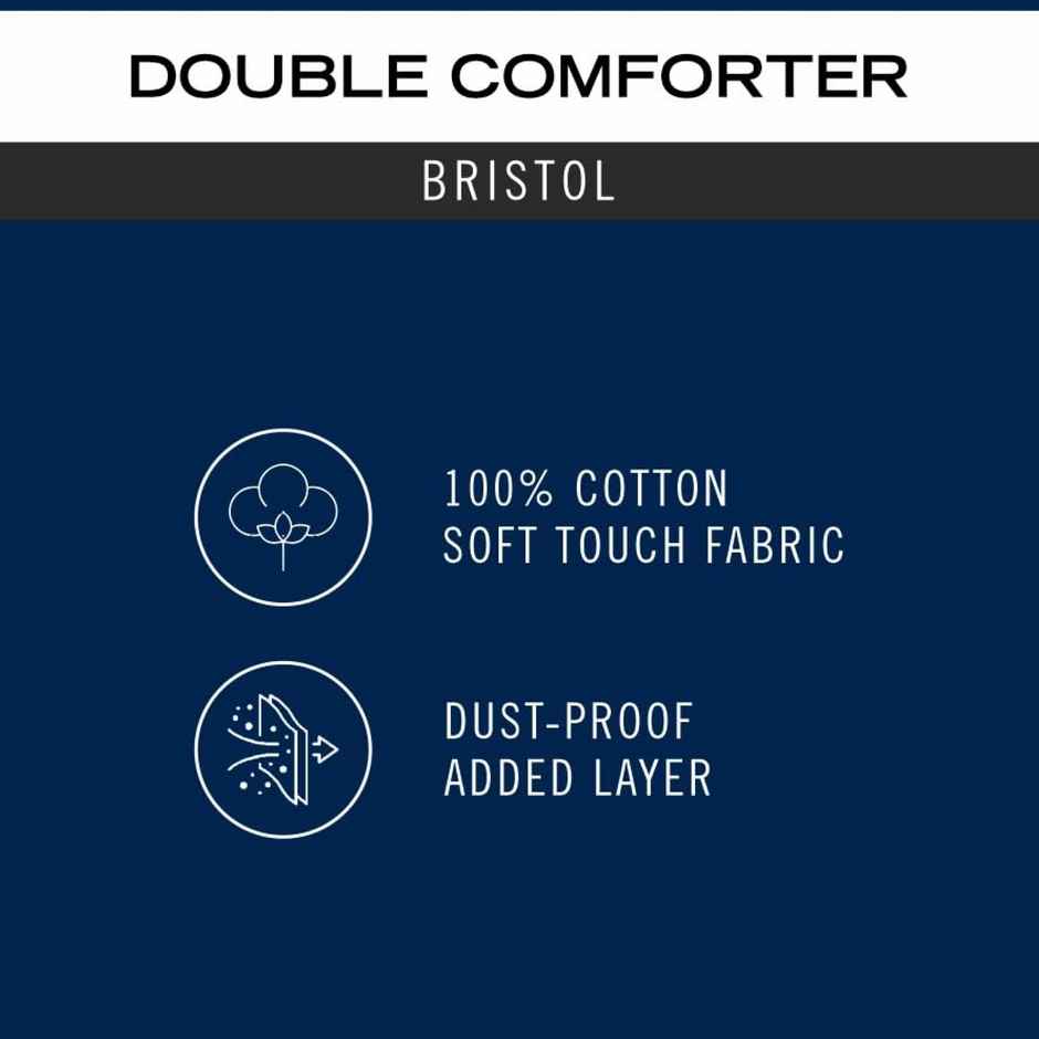 Nautica 100% Premium Cotton Fabric Comforter for All Weather | Double | Ocean Checks | Purple, Grey