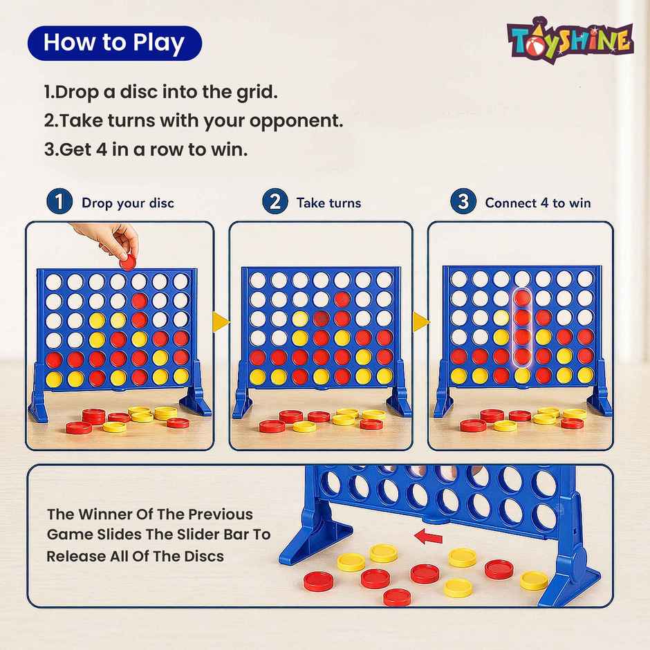 Toyshine 4 In A Row Connect Exciting Strategy Game For 2 Players Indoor Family Fun Game | 3+ Years