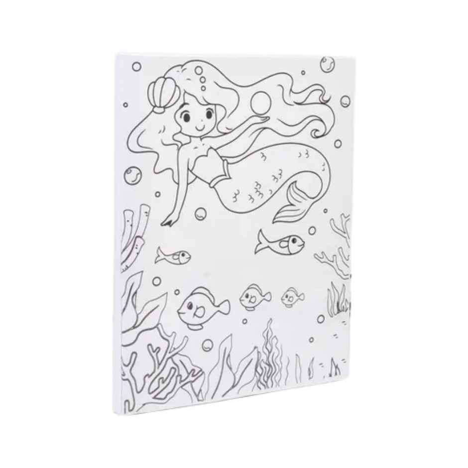 Itsy Bitsy Pre -printed Canvas With Colours Mermaid World Painting Kit 8 x 10 Inch SW LB