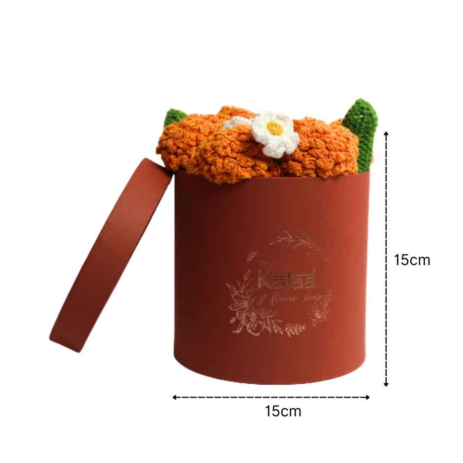 Handcrafted Crochet Marigolds Festive Flower Box | The Kalaa Store